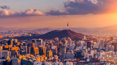 View of Mount Fuji and Tokyo skyline at dusk