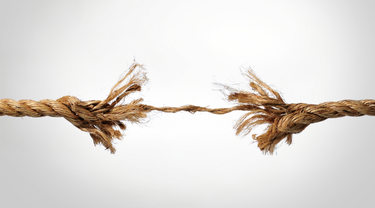 Frayed rope about to break.