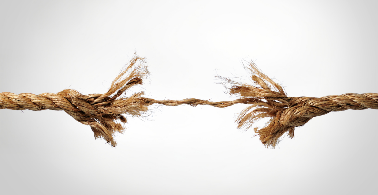 Frayed rope about to break.