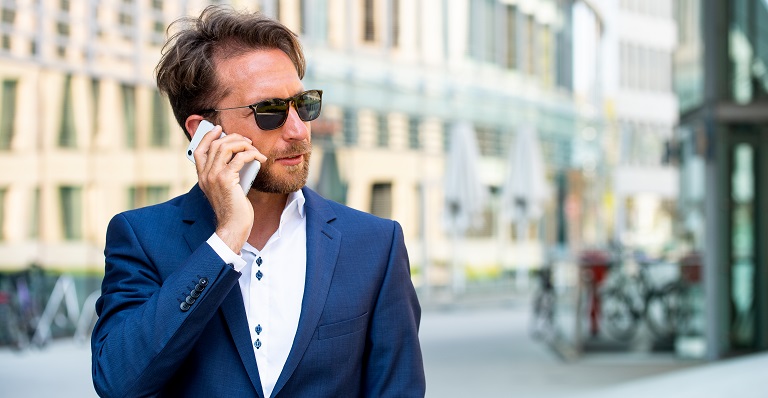 Frankfurt businessman on the phone