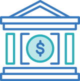 Bank symbol with a dollar sign