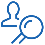 Icon of magnifying glass on person