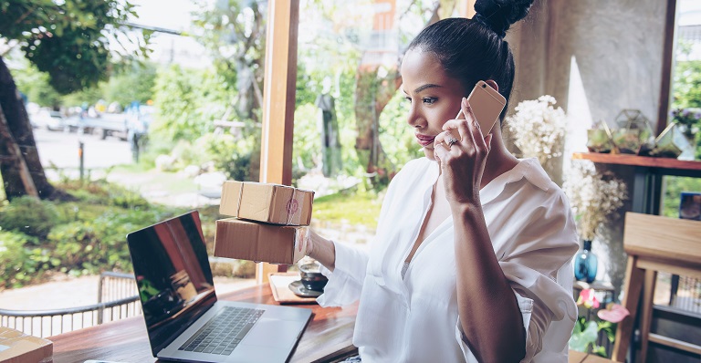 A woman considers her business options.